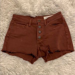 Rust cut off denim shorts